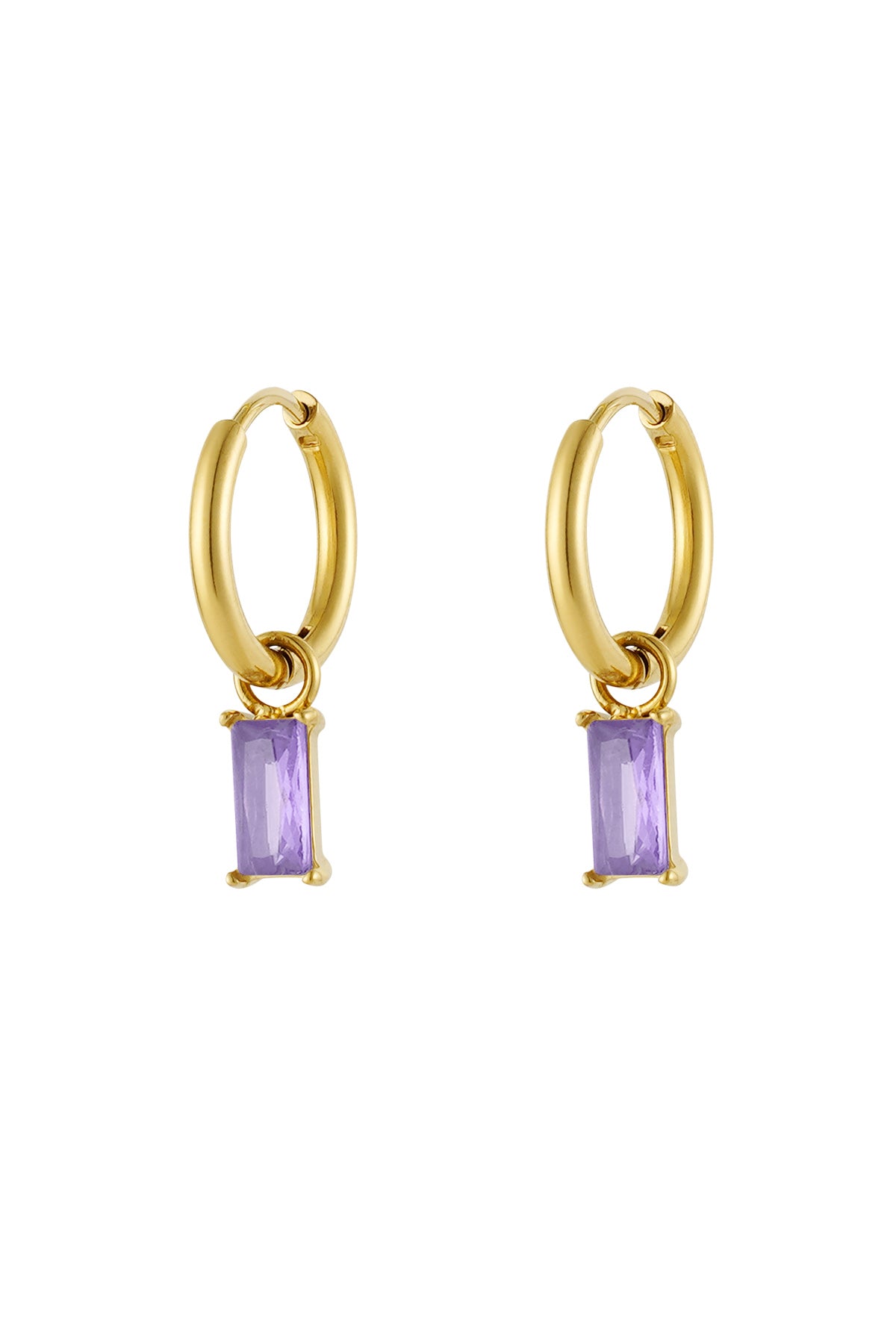 Boucles d'oreilles pierre allongée - doré/blanc