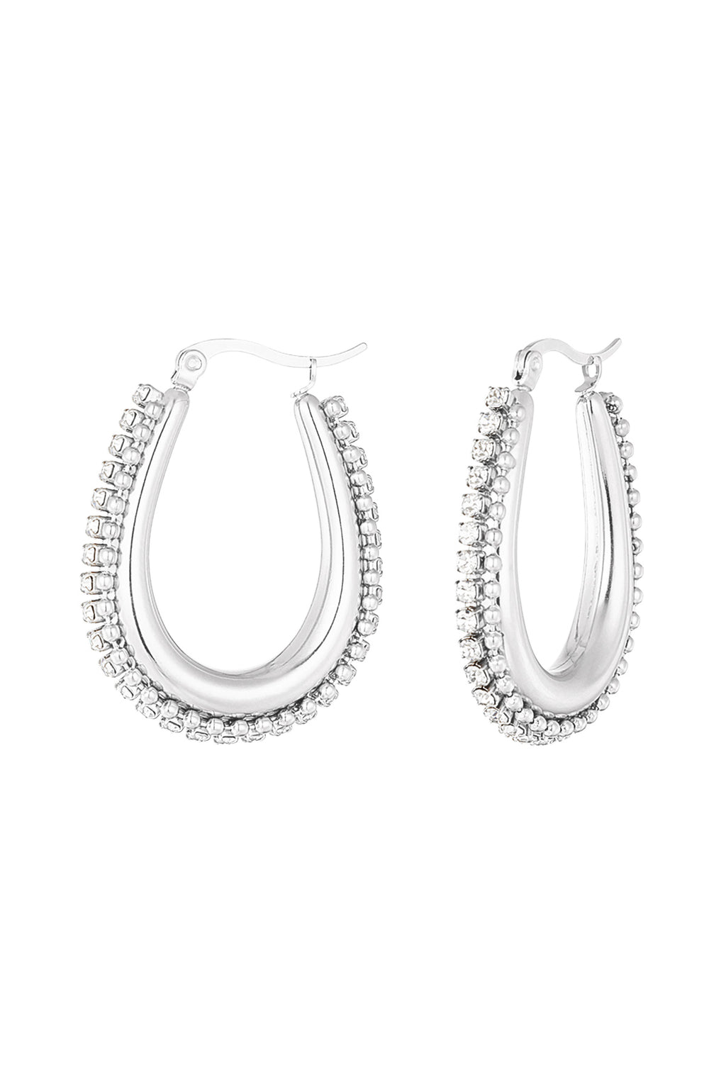 Boucle d'oreille forme goutte avec pierres avec boules - doré