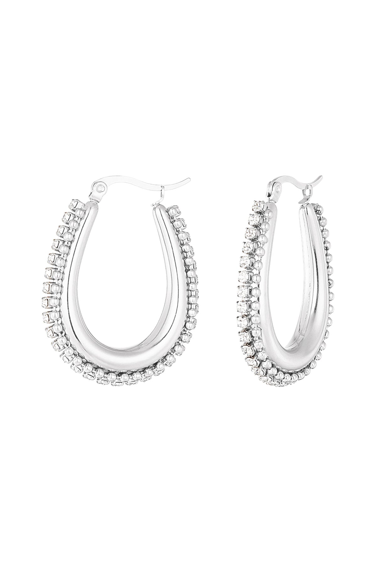Boucle d'oreille forme goutte avec pierres avec boules - doré
