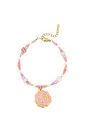 Bracelet perles roses - Couleur rose et or