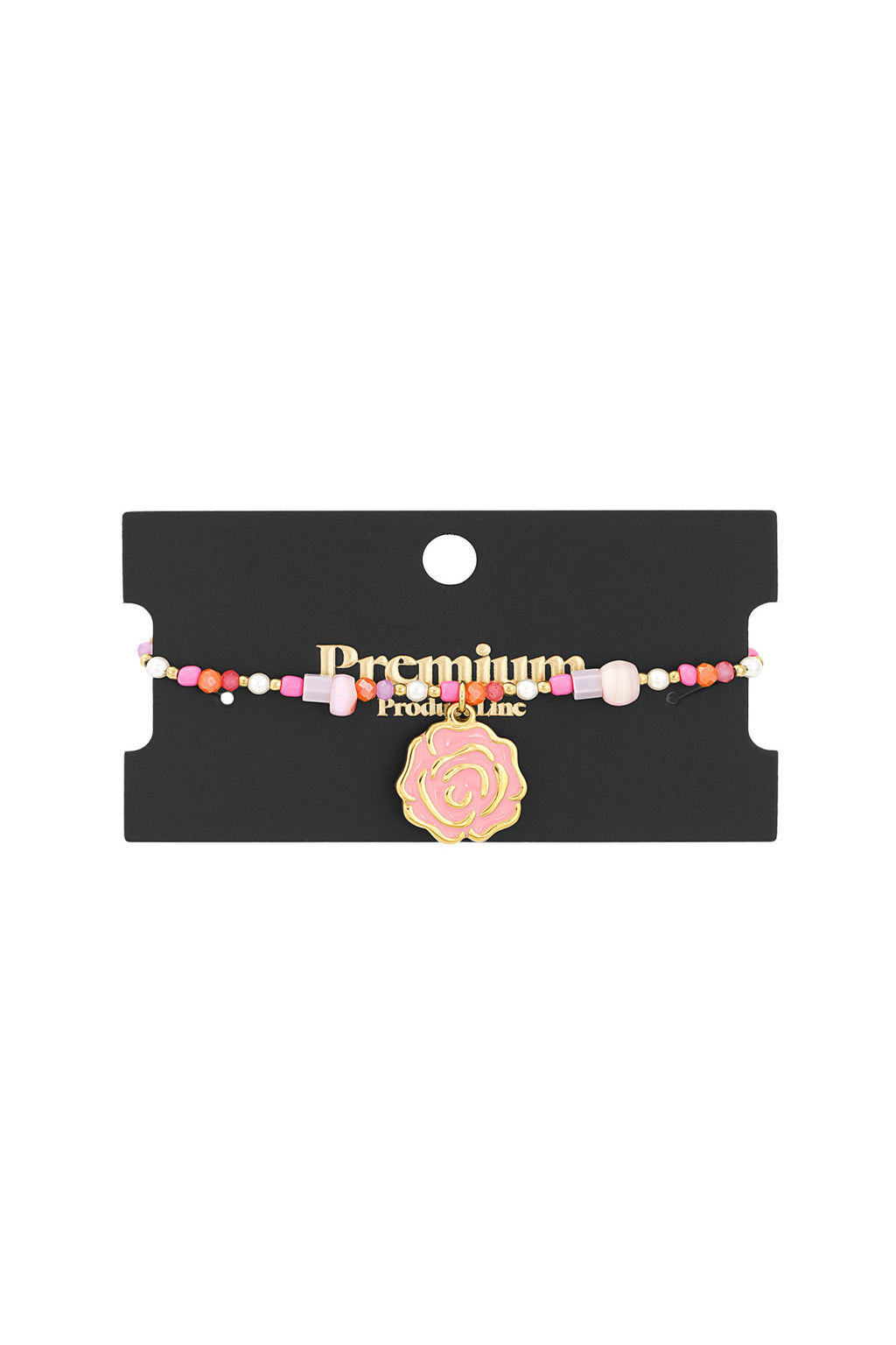 Bracelet perles roses - Couleur rose et or