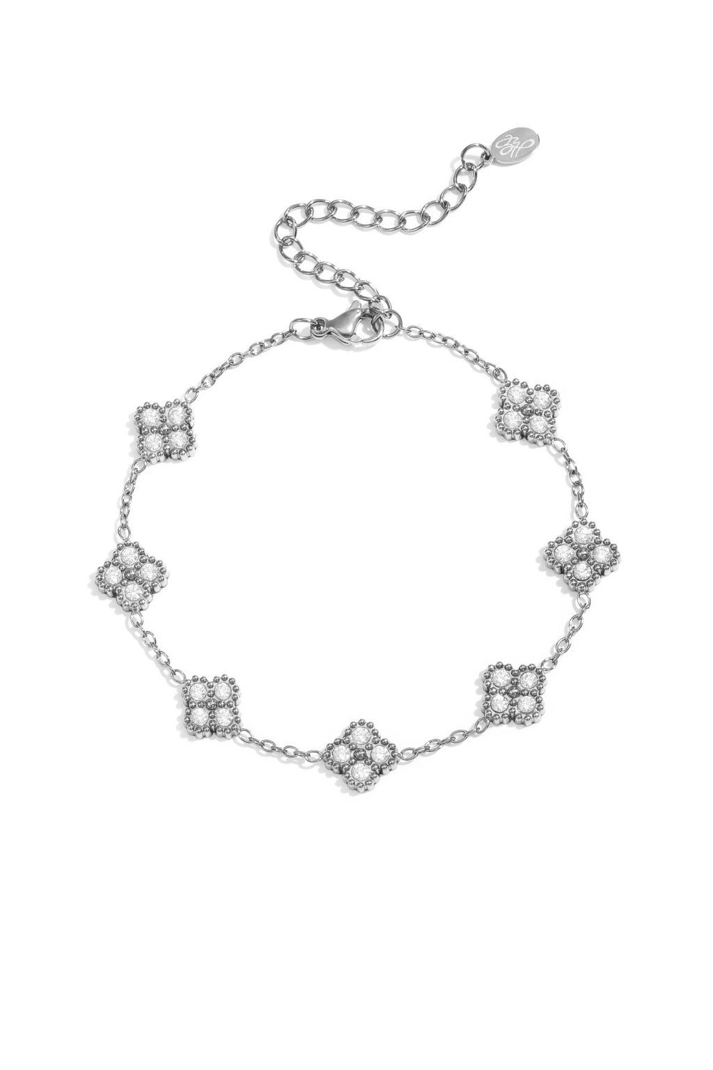 Bracelet orné de trèfles sertis de zirconias
