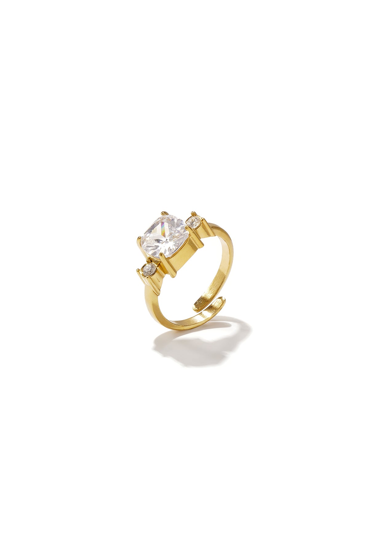 Bague ajustable ornée de pierres en oxyde de zirconium
