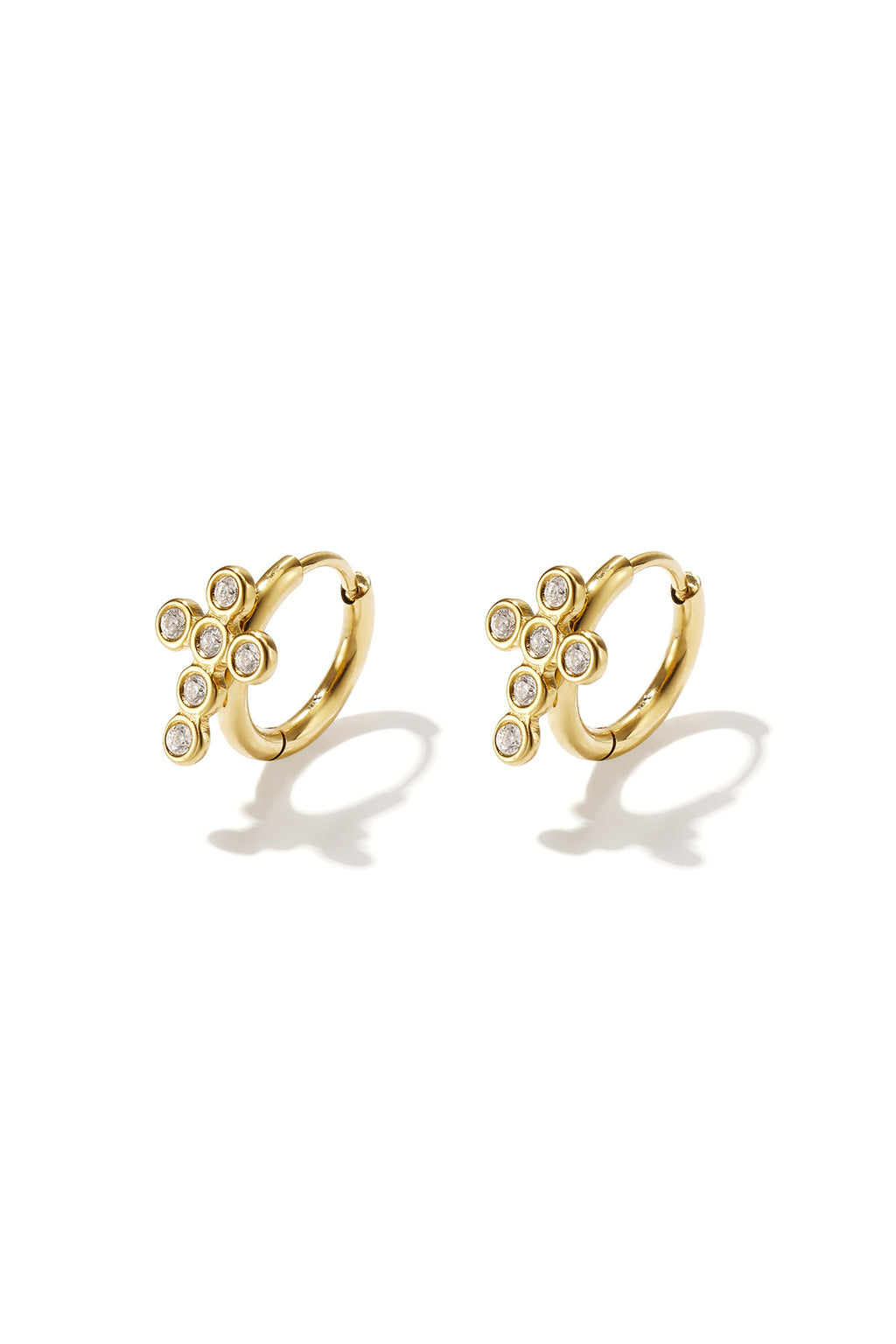 Boucles d'oreilles créoles en acier inoxydable plaqué or 14 carats, motif croix, collection Daily Simple, bijoux pour femmes