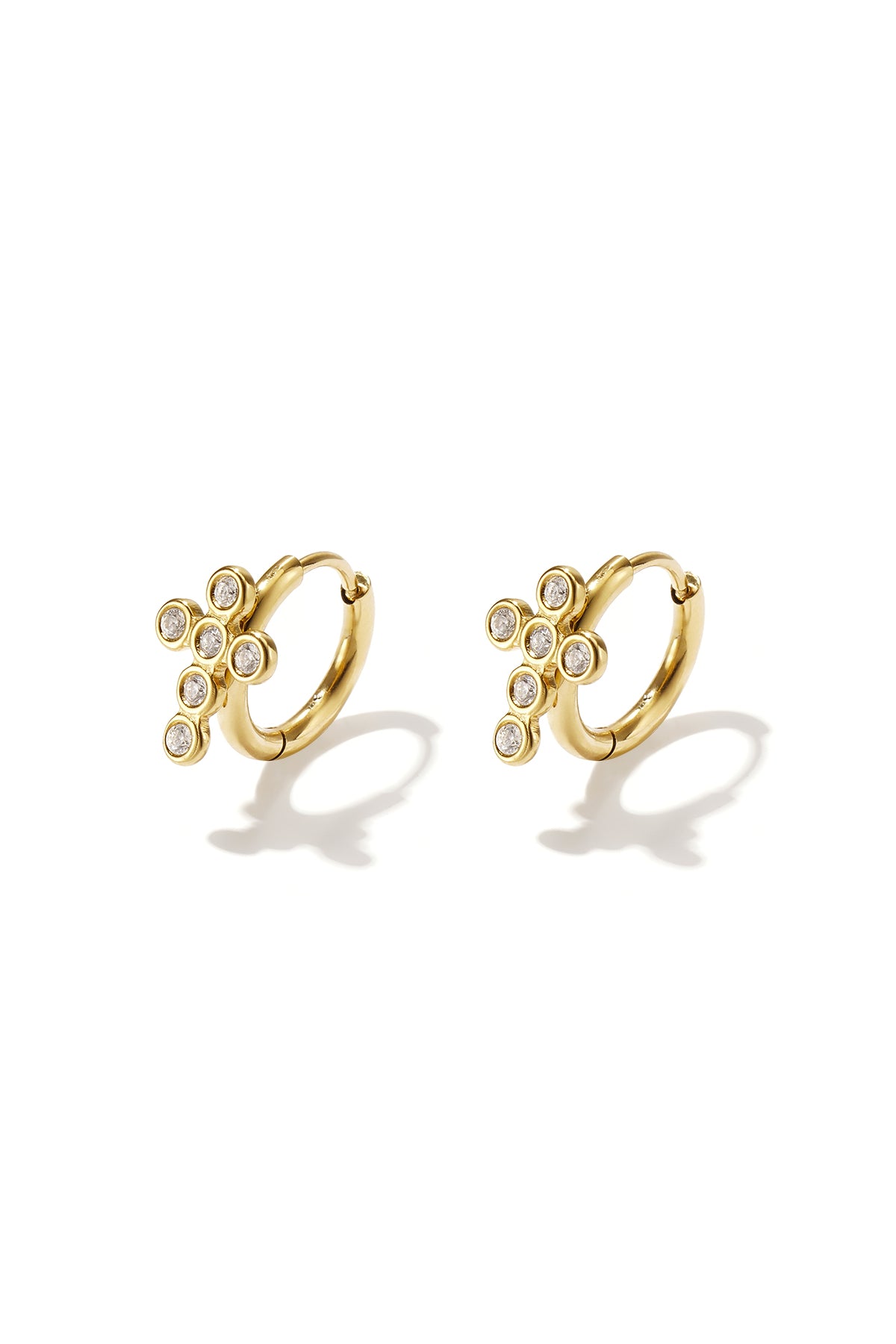 Boucles d'oreilles créoles en acier inoxydable plaqué or 14 carats, motif croix, collection Daily Simple, bijoux pour femmes