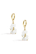 Petites boucles d'oreilles créoles avec pierres et perles pendantes
