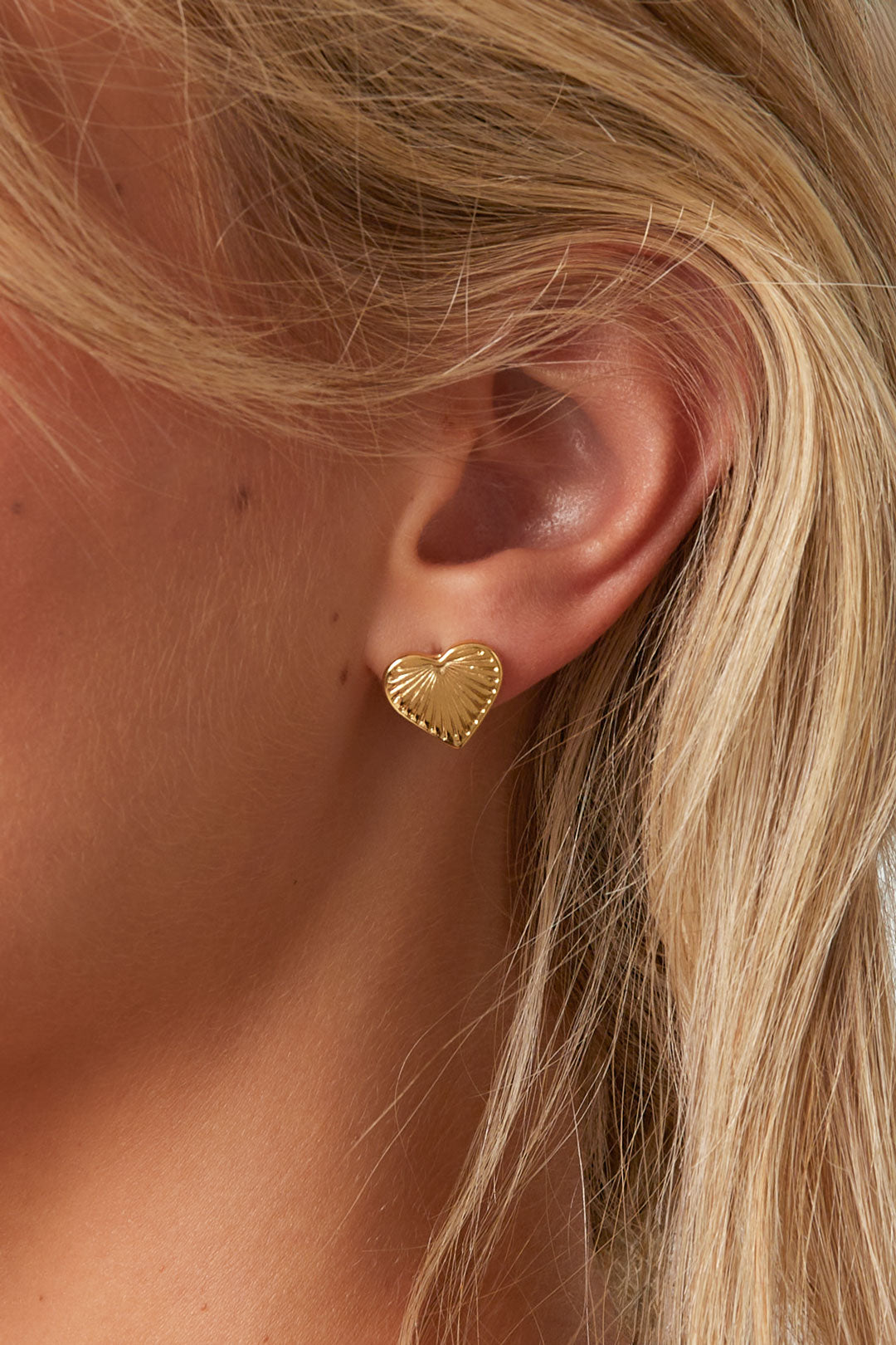 Boucles d'oreilles à tige en acier inoxydable, série Heart Daily Daily Simple, bijoux pour femmes