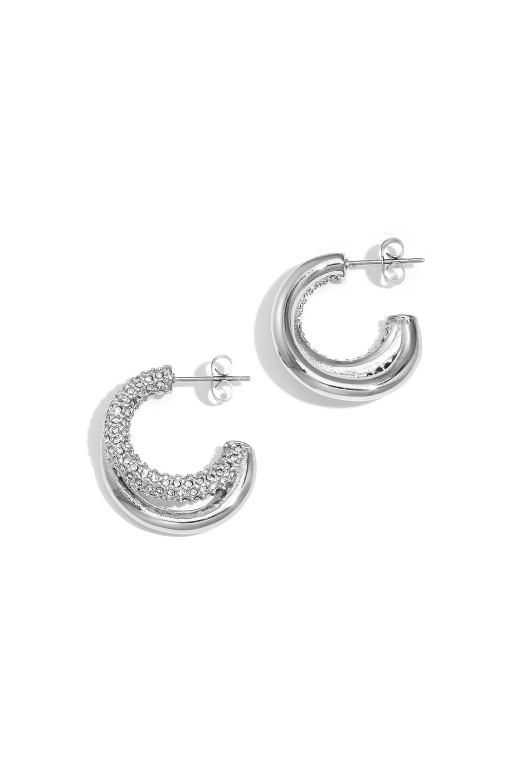 Boucles d'oreilles créoles en acier inoxydable, style décontracté, simple et quotidien, pour femmes