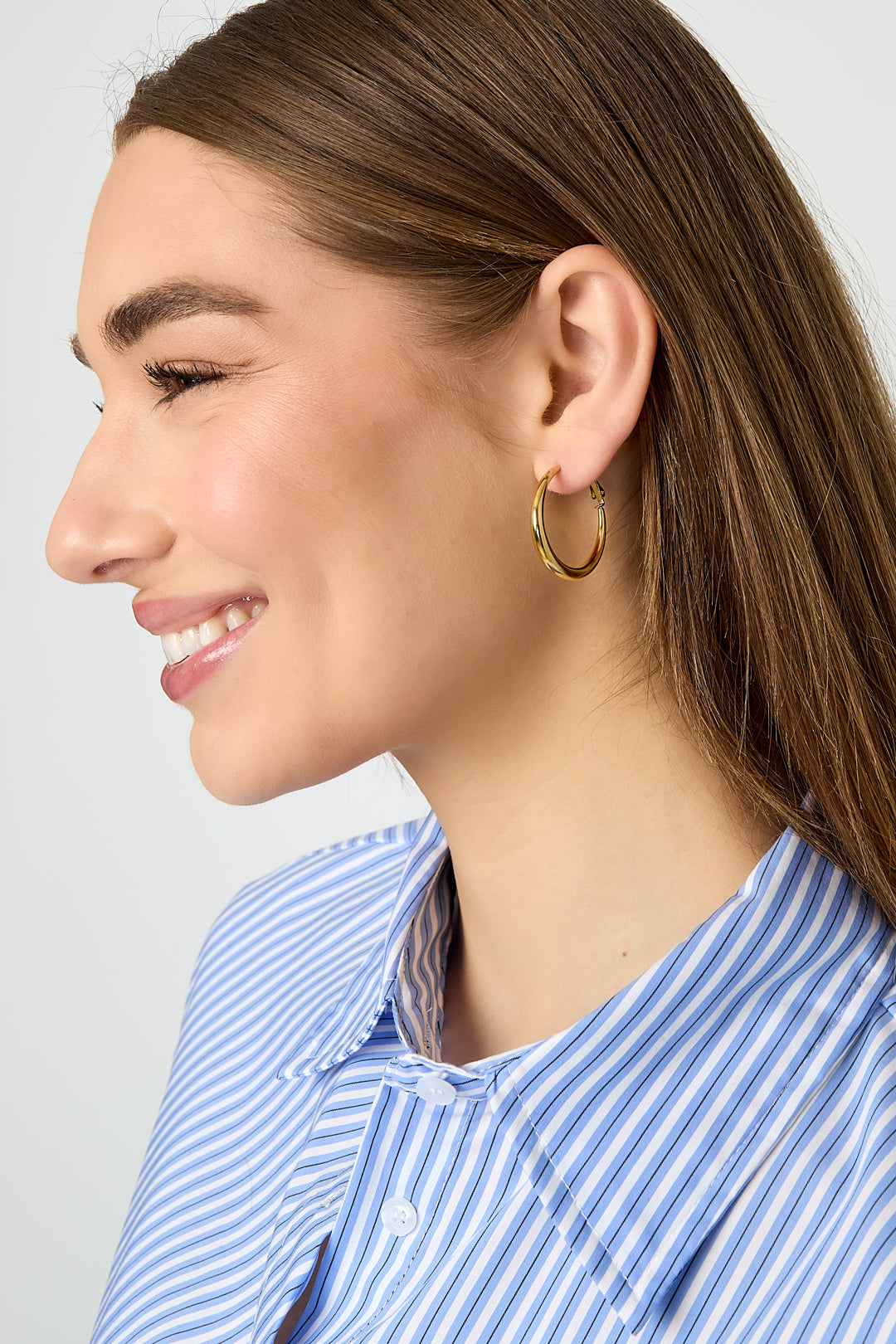 Boucles d'oreilles créoles en acier inoxydable, style décontracté et simple, collection femme