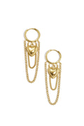 Boucles d'oreilles créoles avec chaînettes et cœur