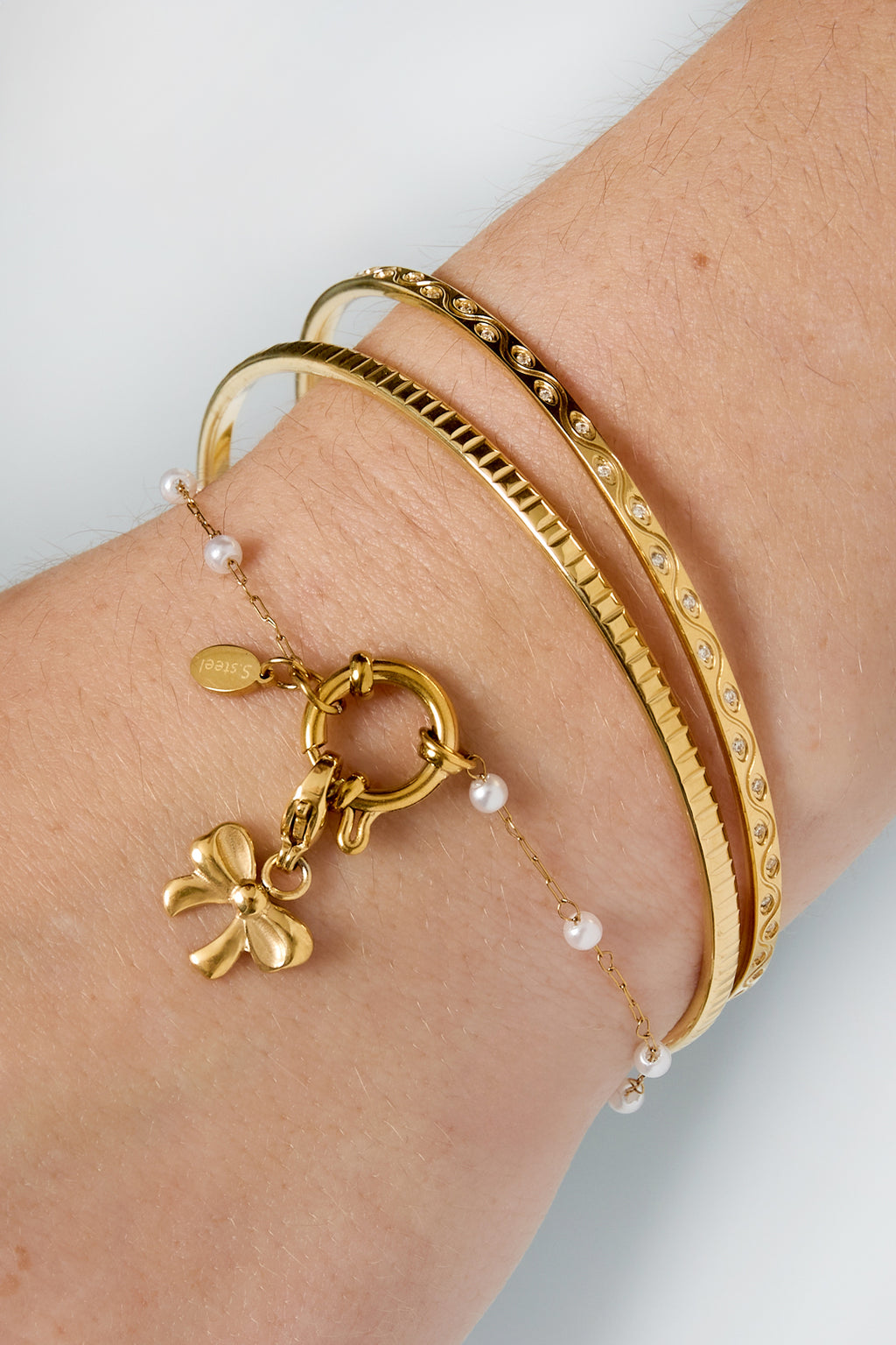 Bracelets en acier inoxydable, série géométrique décontractée et simple pour femmes