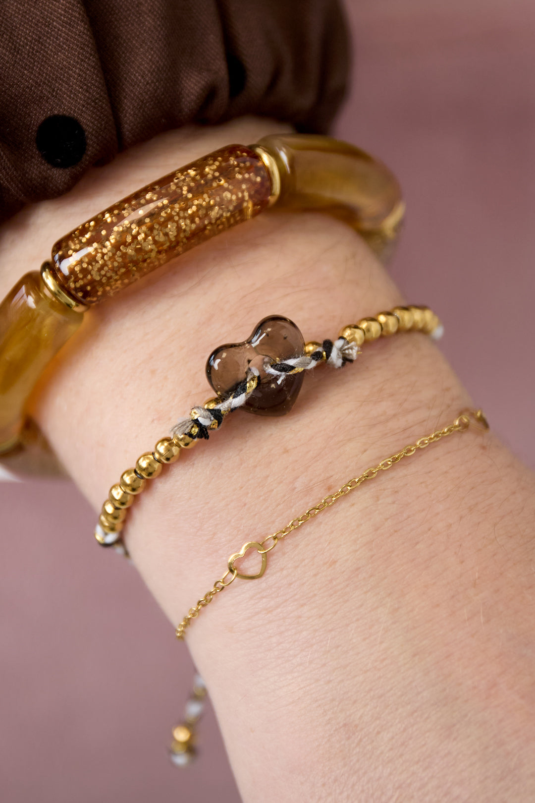 Bracelets en perles de polyester, style cœur, décontracté, quotidien, simple, bijoux pour femmes