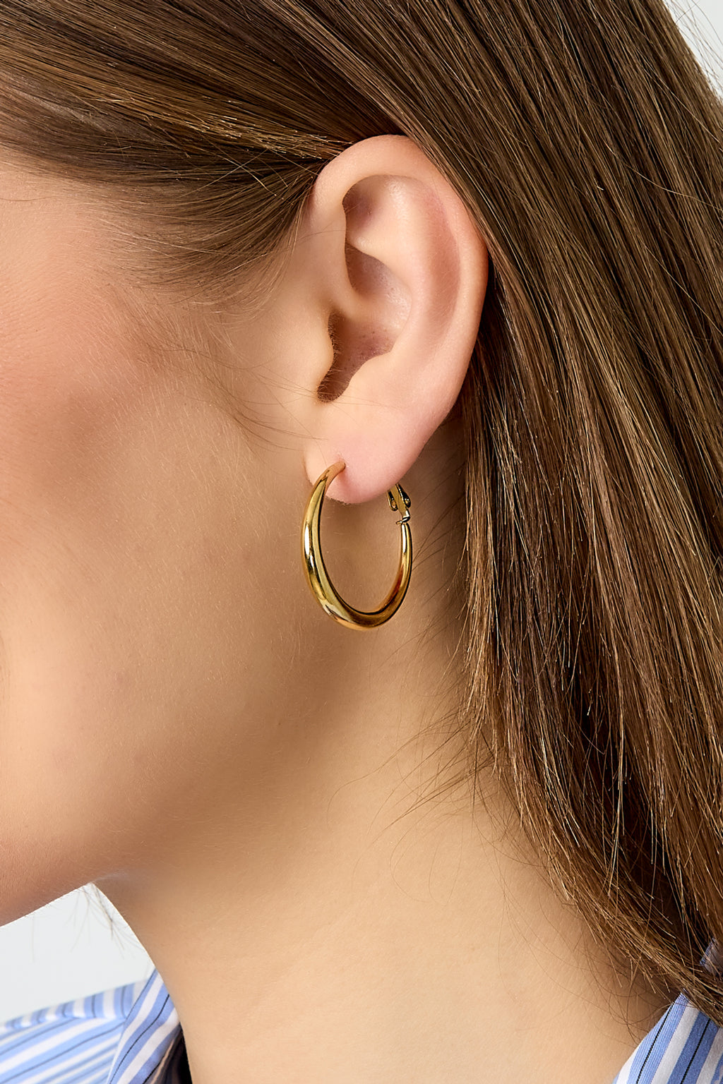 Boucles d'oreilles créoles en acier inoxydable, style décontracté et simple, collection femme