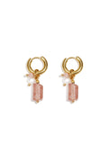 Petites boucles d'oreilles créoles avec pendentifs en perles, en pierres et en pierres