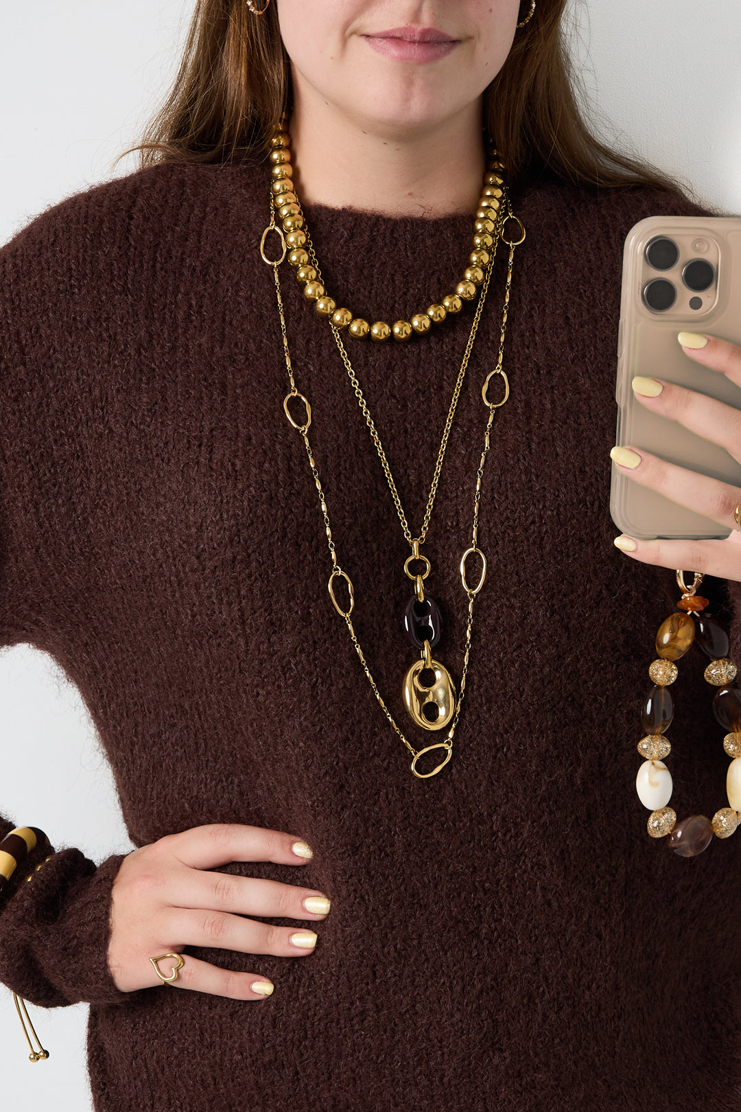 Collier long en acier inoxydable, forme irrégulière, collection Simple Daily Simple, bijoux pour femmes