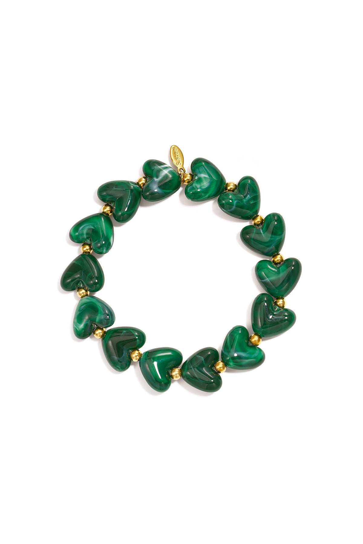 Bracelet élastique en perles en forme de cœur