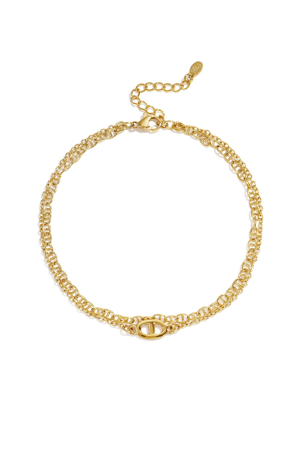Double bracelet de cheville à motif de maillons ovales