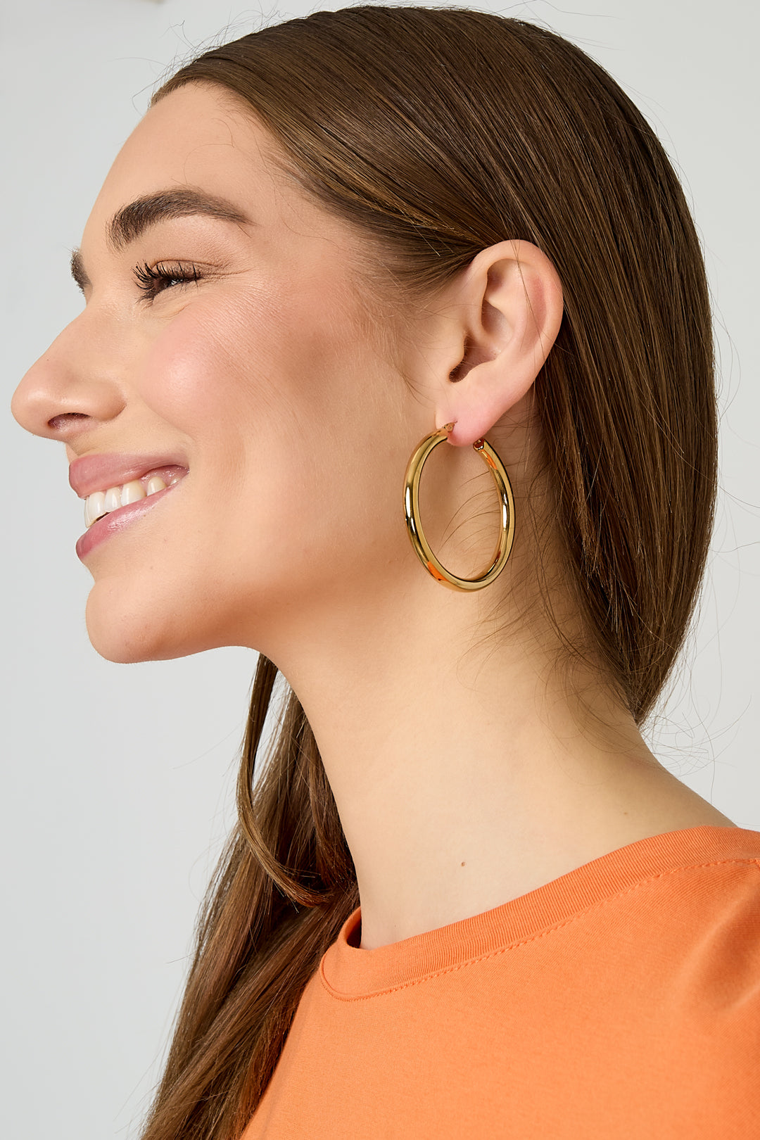 Boucles d'oreilles créoles en acier inoxydable, style décontracté et simple, collection femme