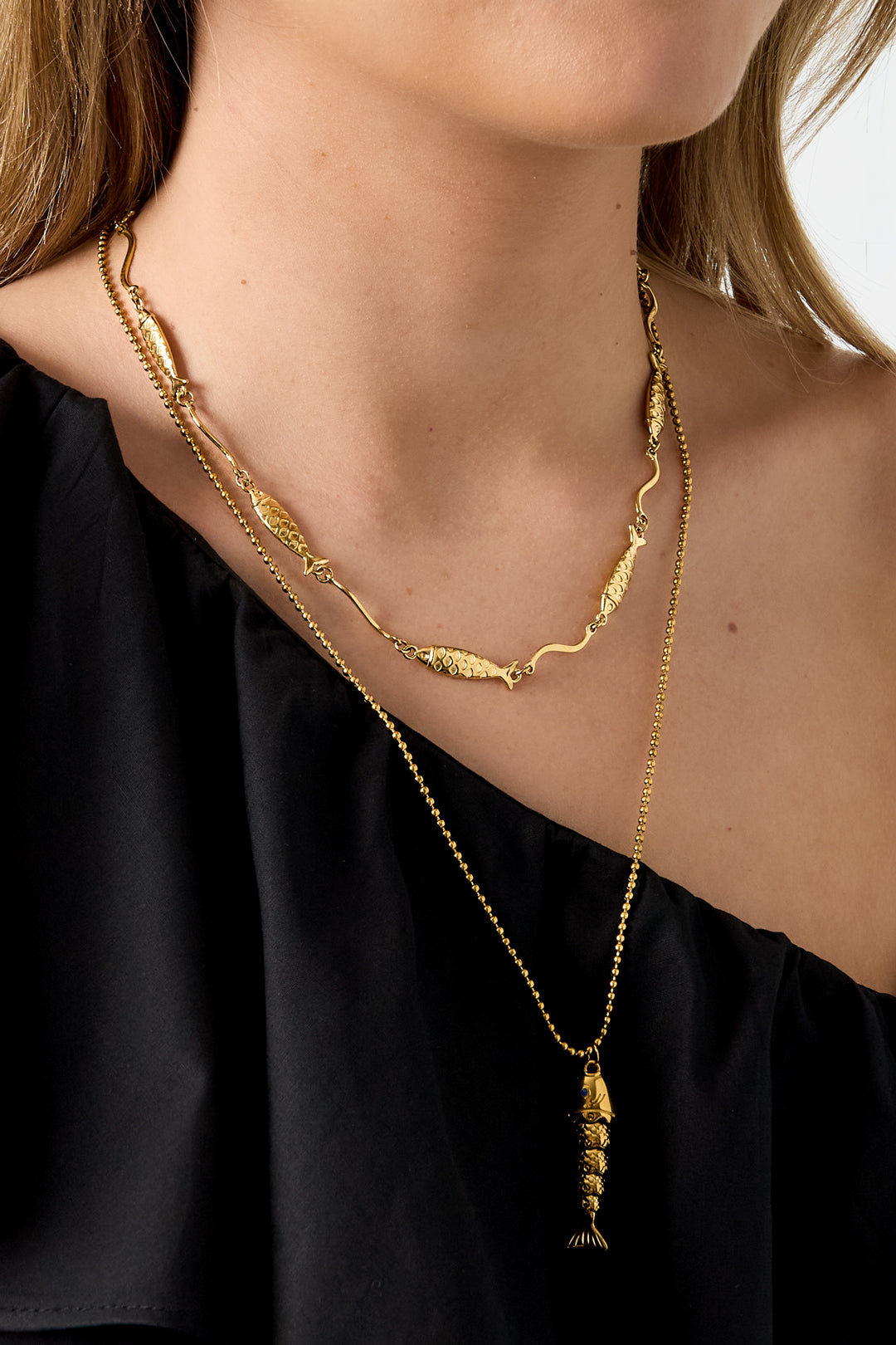 Colliers à chaîne en acier inoxydable, motif poisson, collection Daily Simple, bijoux pour femmes