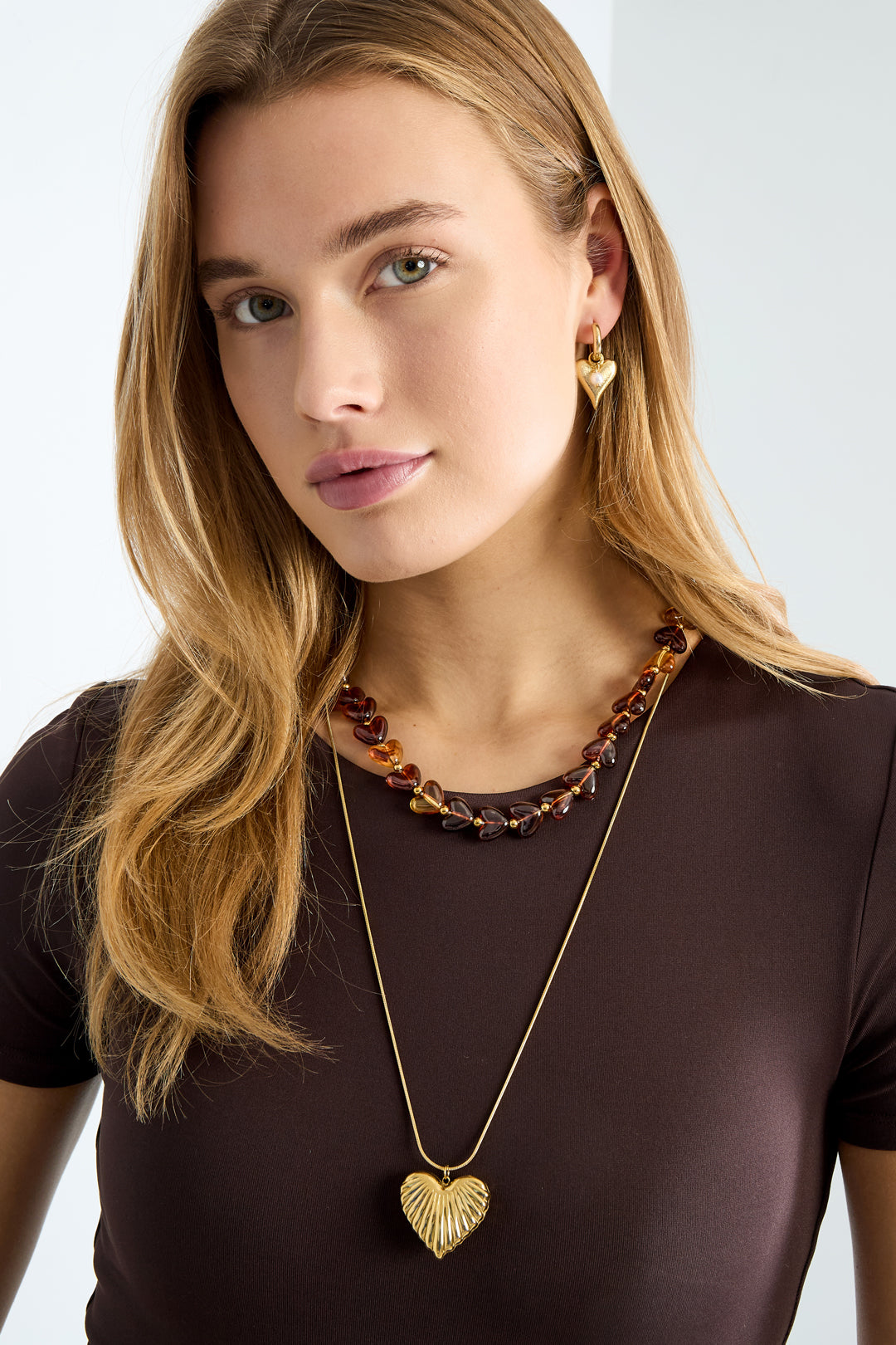 Colliers longs en acier inoxydable, style cœur, décontracté, simple et quotidien, bijoux pour femmes