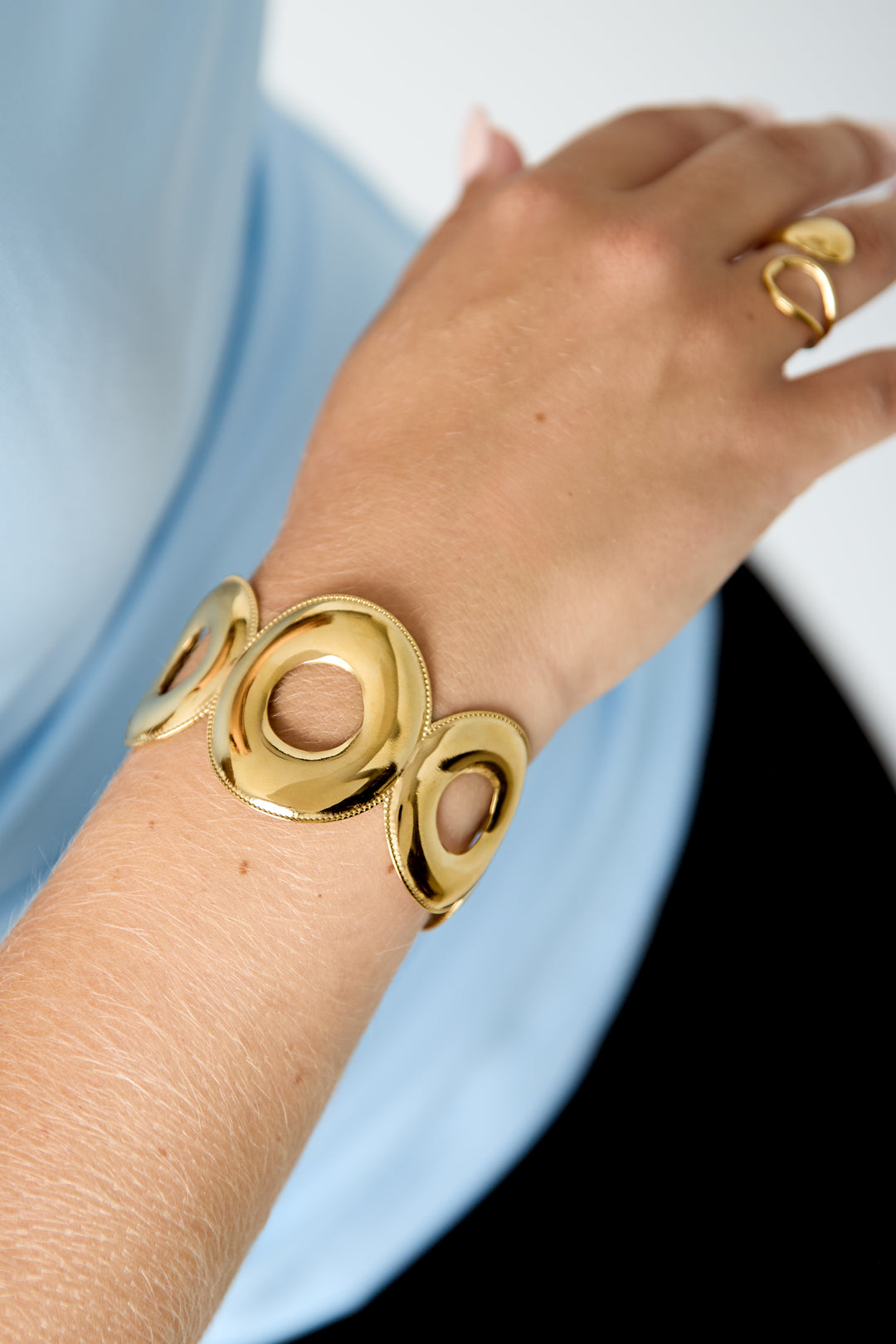 Bracelets manchettes en acier inoxydable, forme irrégulière, collection décontractée et simple pour femmes
