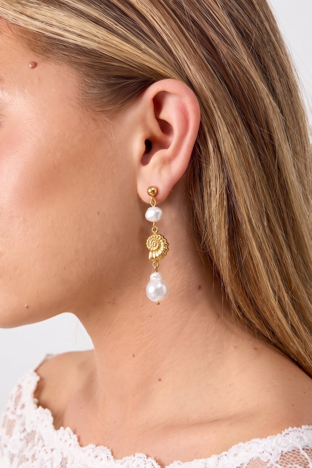 Boucles d'oreilles pendantes en acier inoxydable, coquillage, collection Daily Simple, bijoux pour femmes