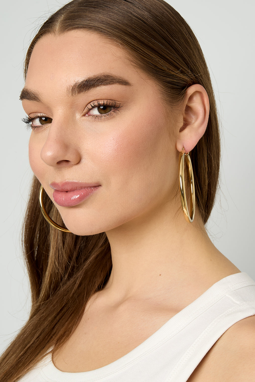 Boucles d'oreilles créoles en acier inoxydable, collection décontractée et simple pour femmes