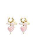 Boucles d'oreilles avec perles et breloques en forme de cœur