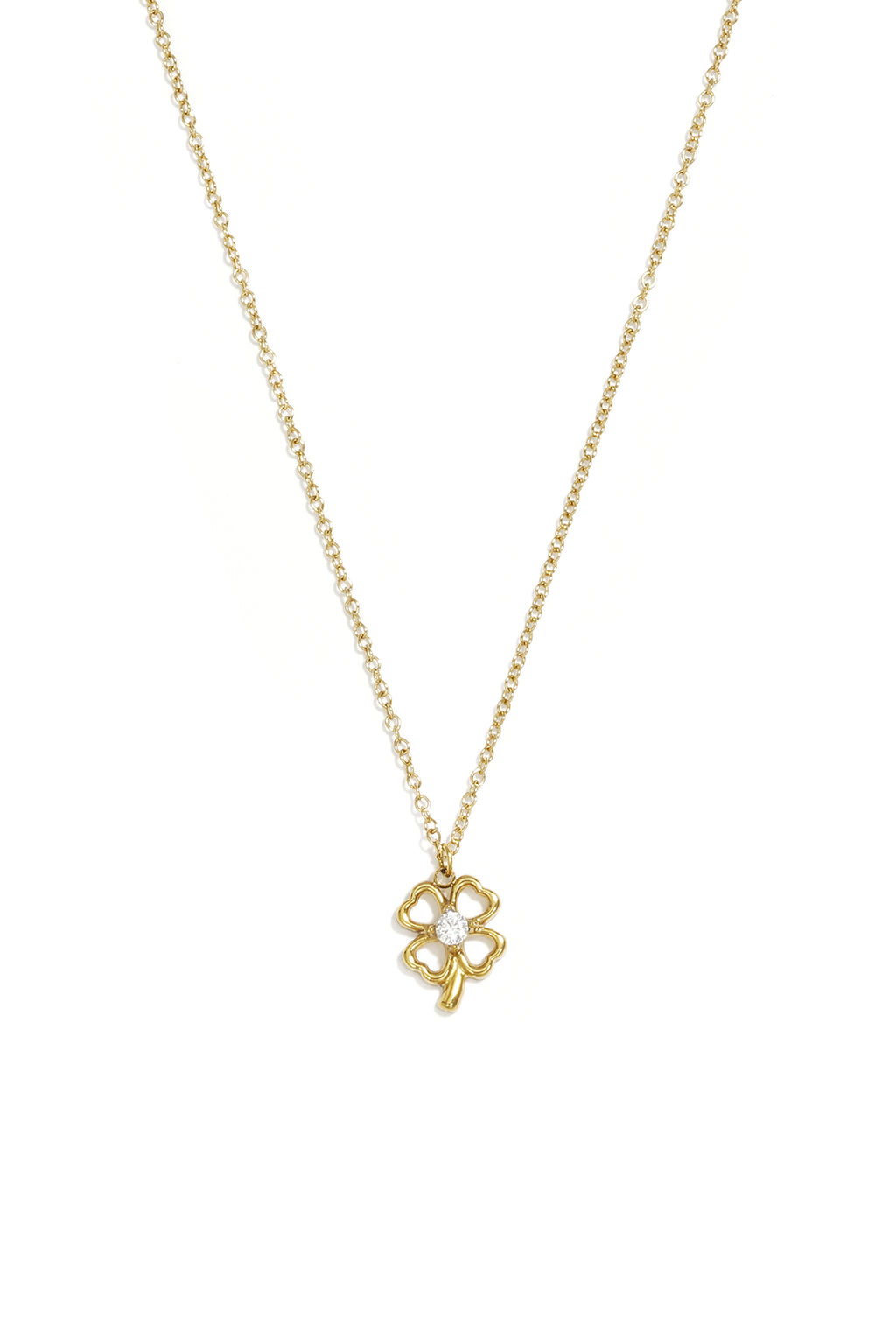 Colliers pendentifs en acier inoxydable plaqué or 14 carats, collection Clover Casual Simple, bijoux pour femmes