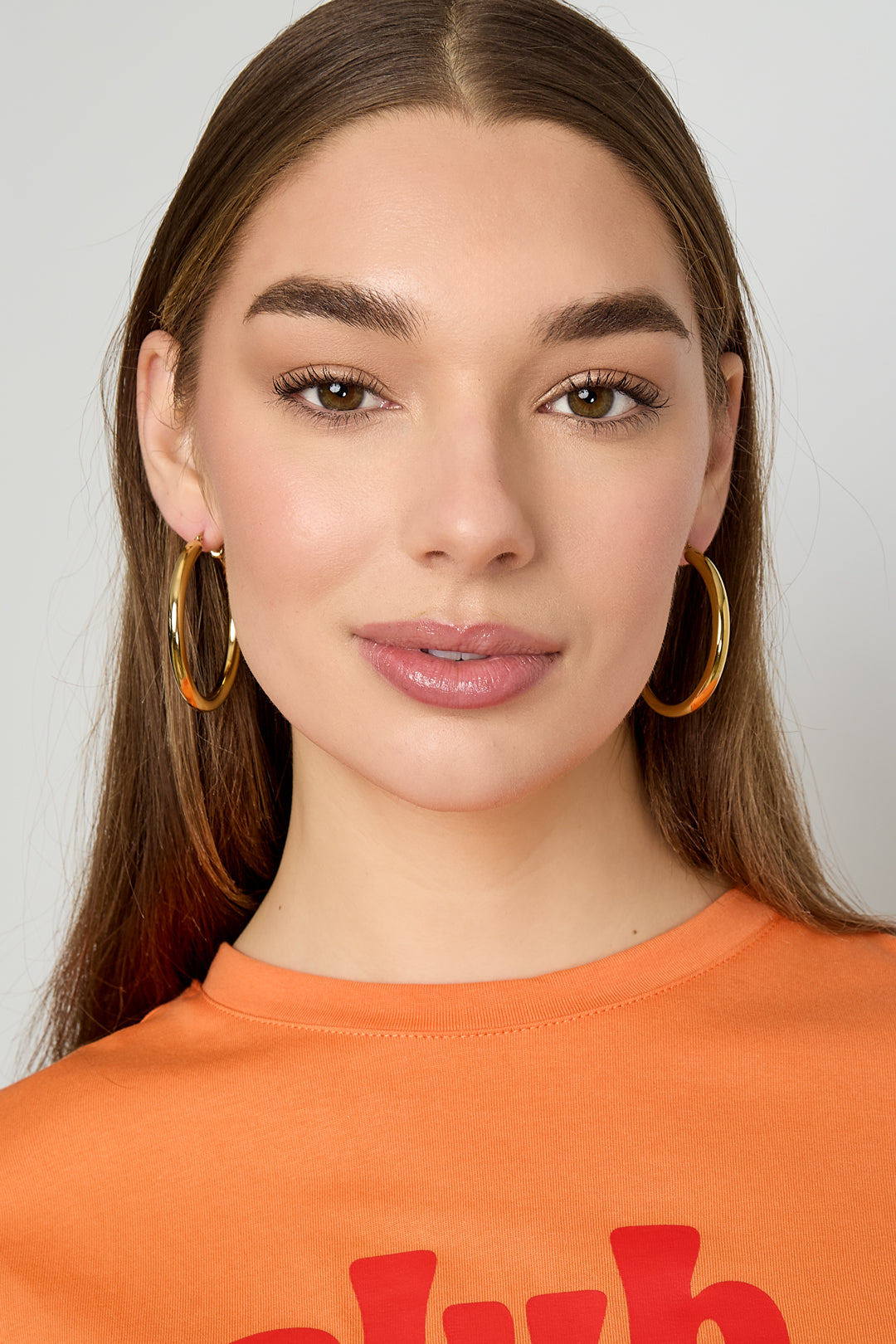 Boucles d'oreilles créoles en acier inoxydable, style décontracté et simple, collection femme