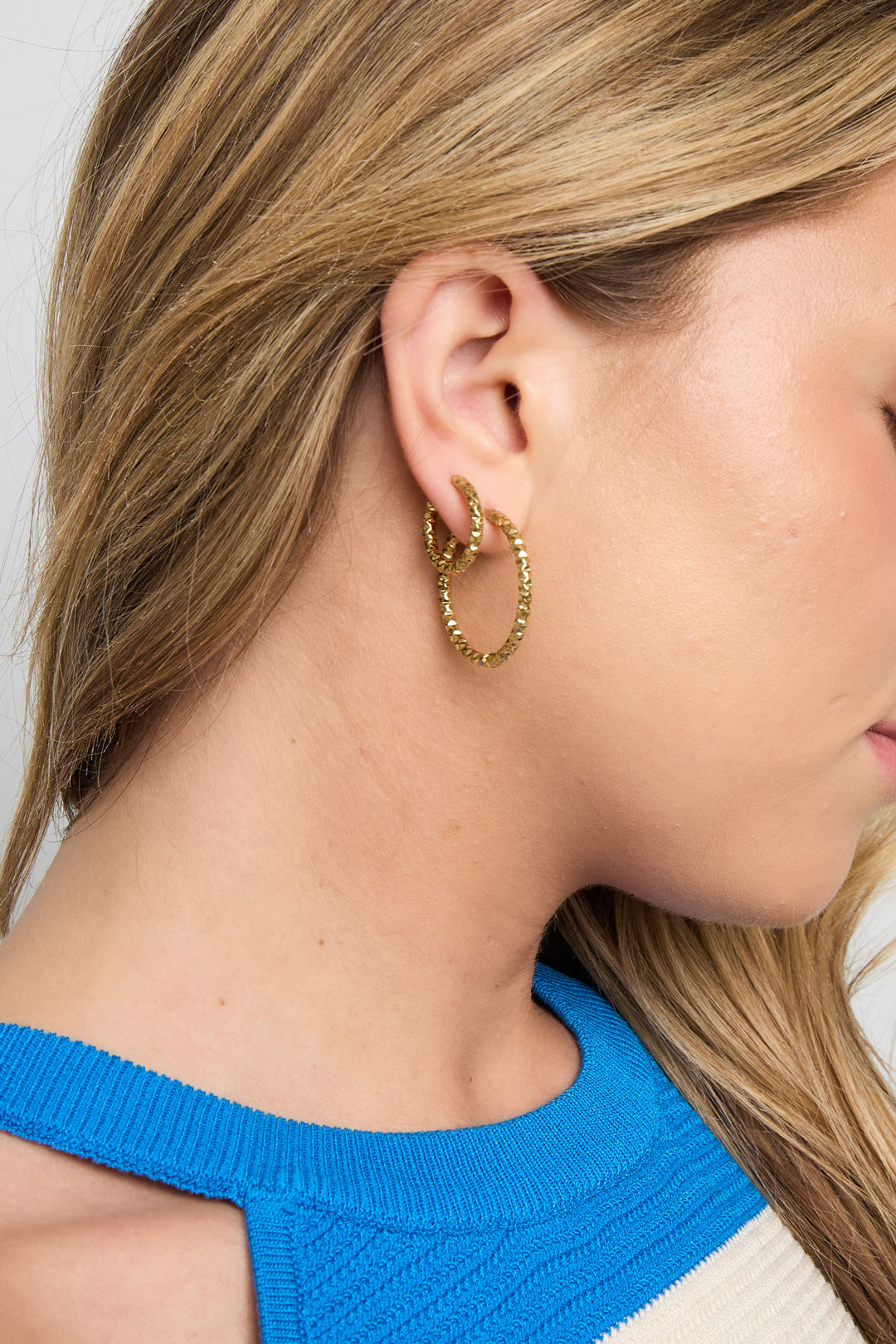 Boucles d'oreilles créoles en acier inoxydable, style simple et quotidien, collection de bijoux pour femmes