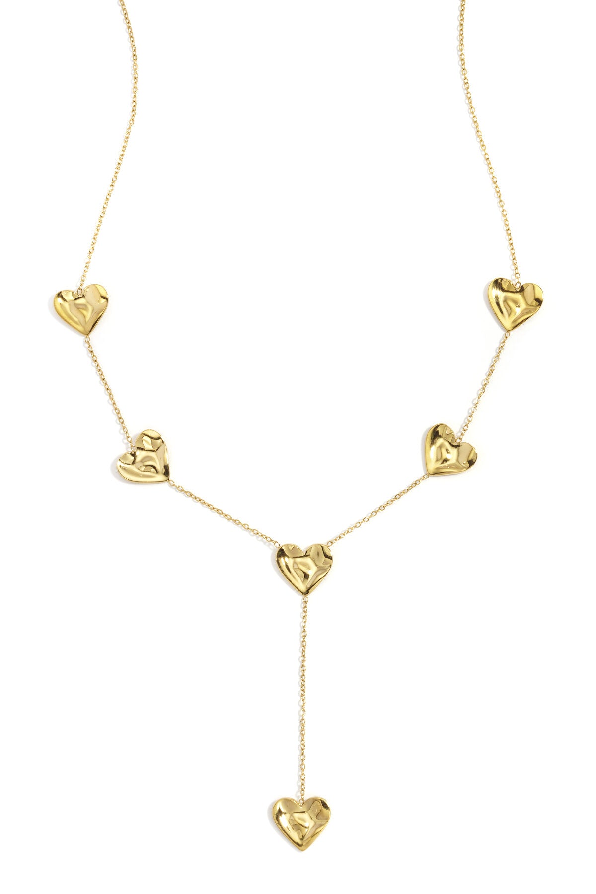 Collier en forme de Y orné de cœurs ondulés