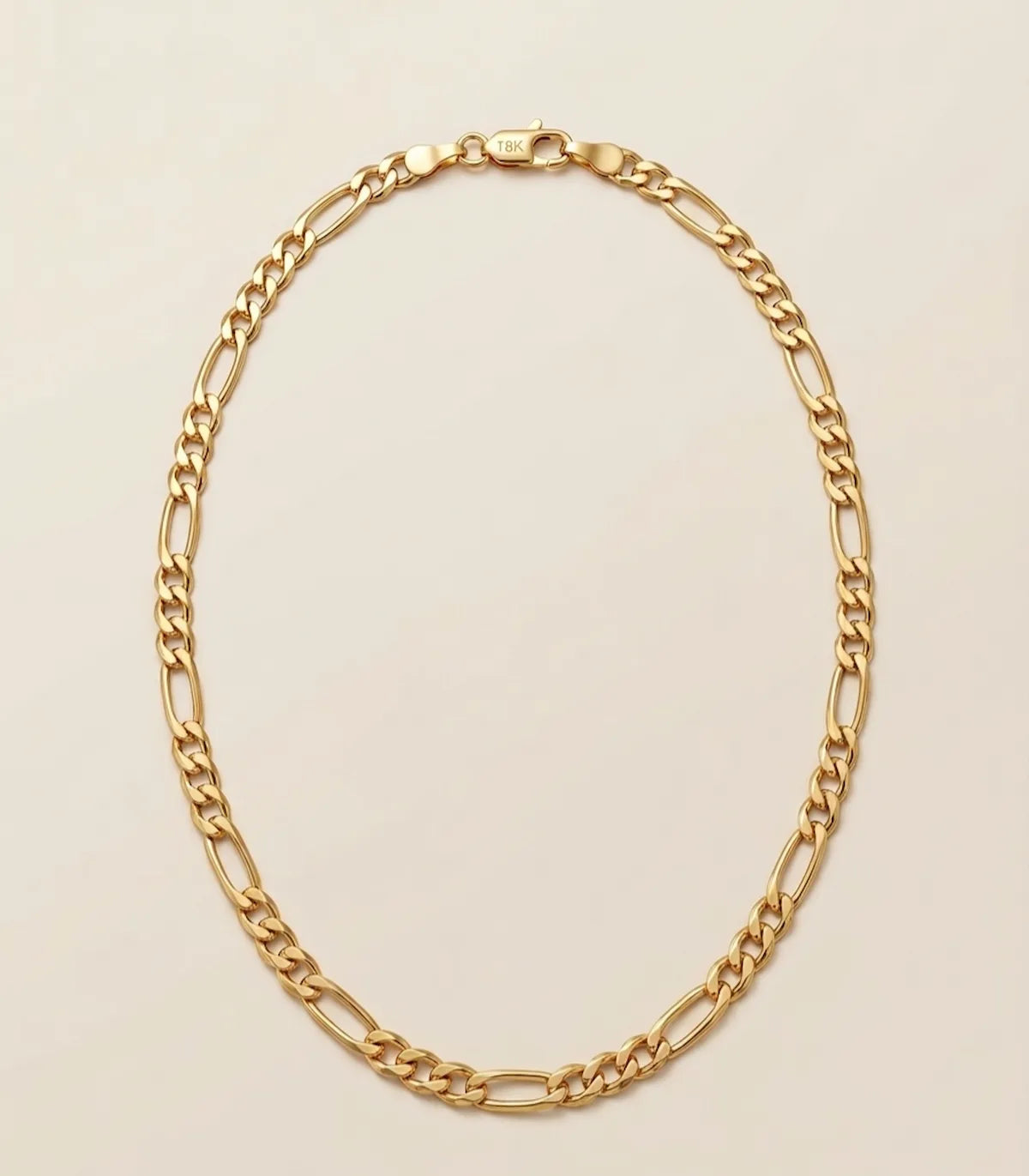 collier unisexe Aris maille Figaro en acier inoxydable 316L couleur or 18 carats