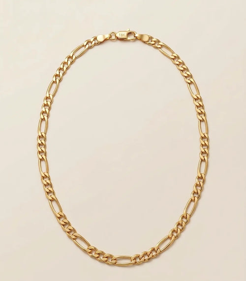 collier unisexe Aris maille Figaro en acier inoxydable 316L couleur or 18 carats