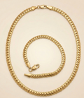 parure Velis comprenant un collier et un bracelet maille serpent plate en acier inoxydable 316L de couleur dorée