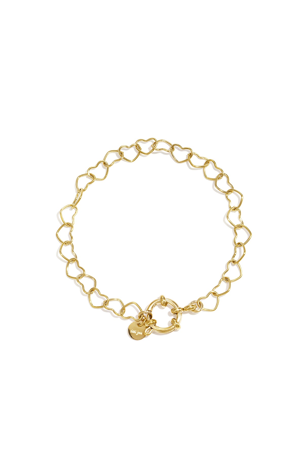 Bracelet avec fermoir avant et maillons en forme de cœur