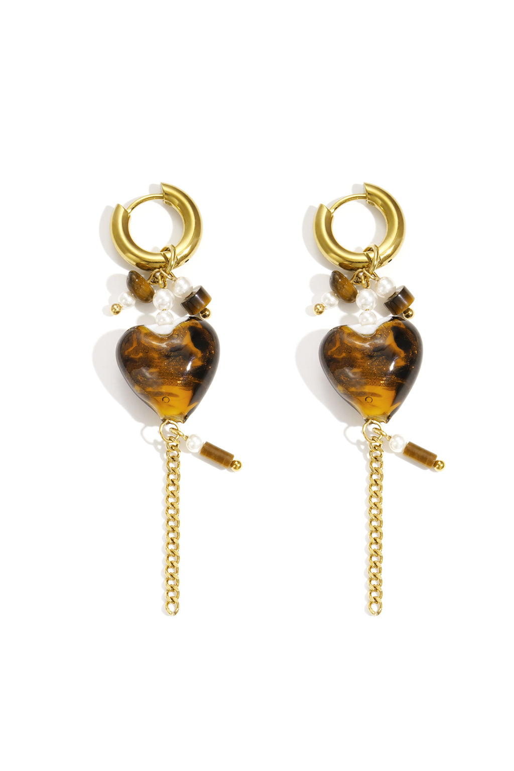 Boucles d'oreilles pendantes en acier inoxydable en forme de cœur, collection décontractée et simple pour femmes