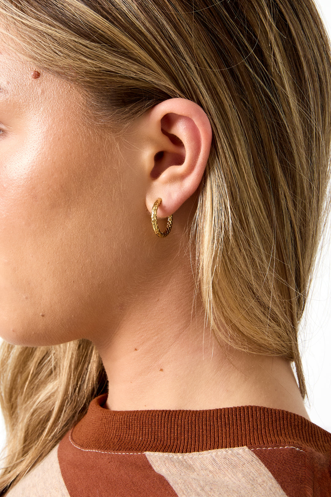 Boucles d'oreilles créoles en acier inoxydable, style simple et quotidien, collection de bijoux pour femmes