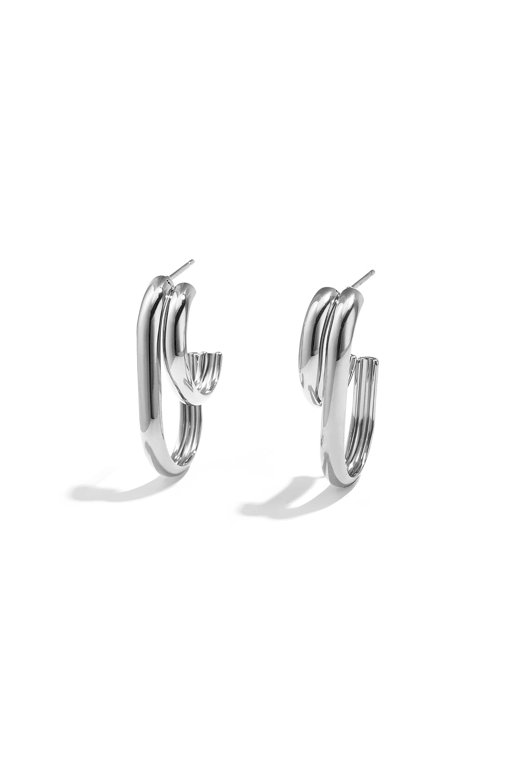 Boucles d'oreilles créoles en acier inoxydable, forme géométrique, collection simple et décontractée pour femmes