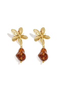 Boucles d'oreilles pendantes en acier inoxydable, style floral, collection décontractée et simple pour femmes