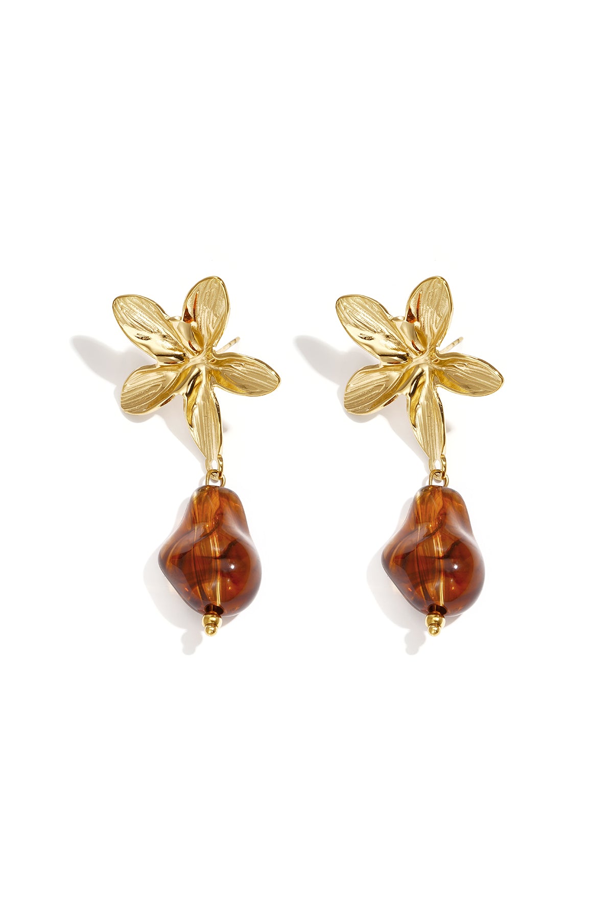 Boucles d'oreilles pendantes en acier inoxydable, style floral, collection décontractée et simple pour femmes