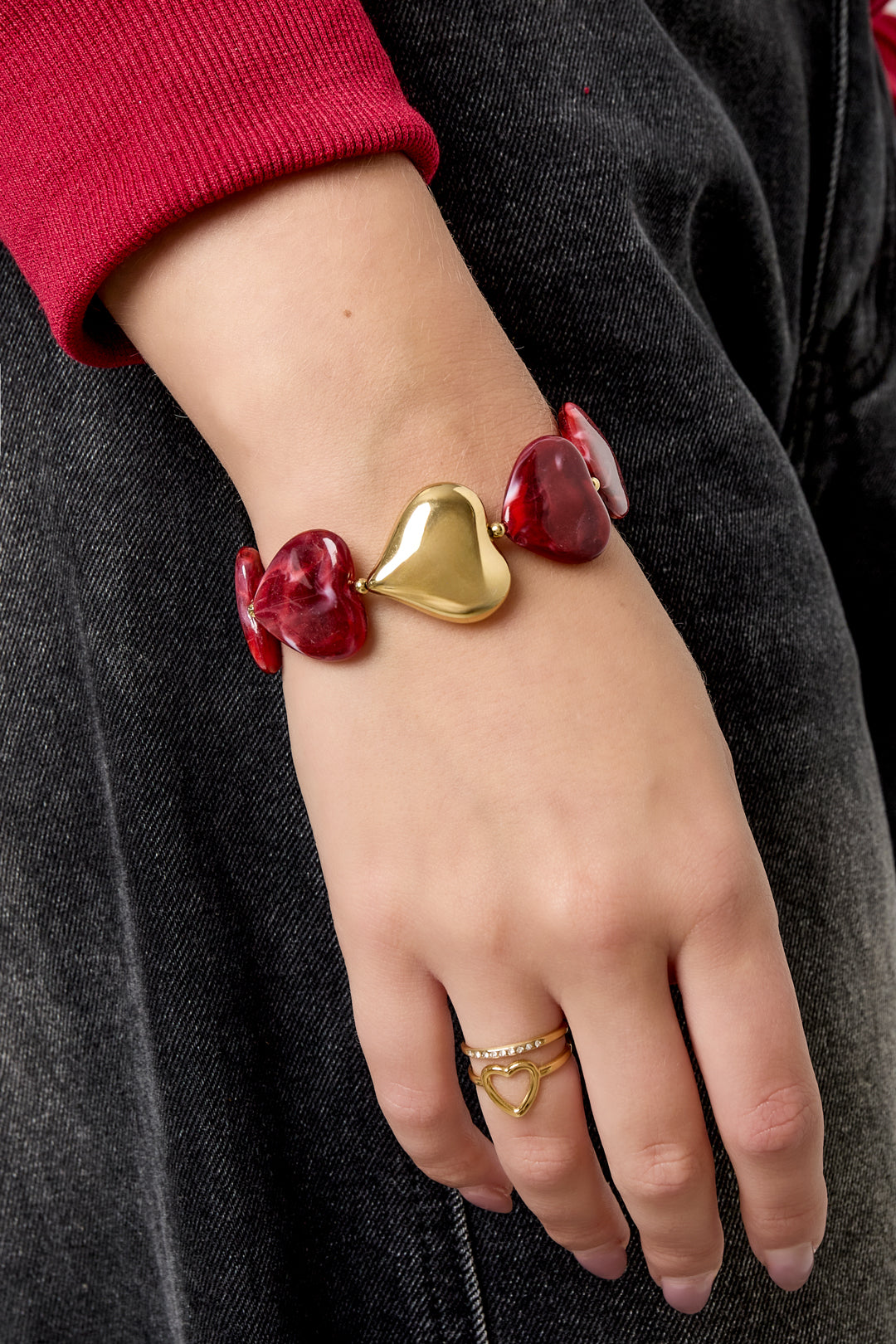 Bracelets de perles en acrylique, style rétro classique, série cœur, bijoux pour femmes