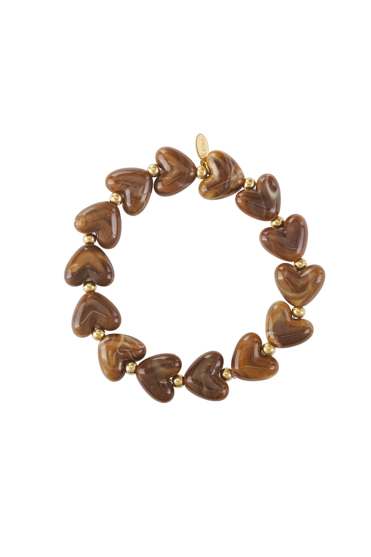 Bracelet élastique en perles en forme de cœur