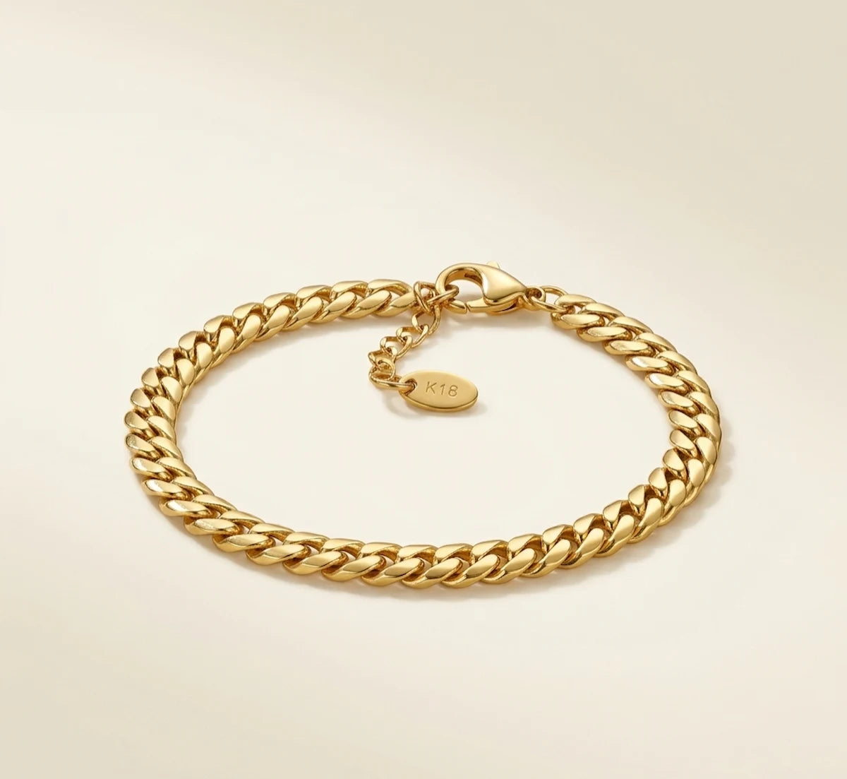 Bracelet unisexe Atlas maille cubaine épaisse en acier inoxydable couleur or 18 carats