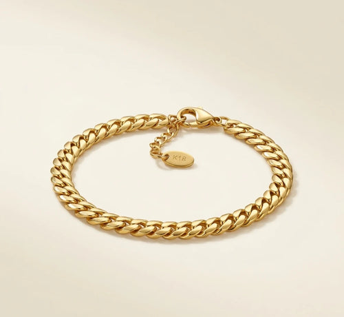 Bracelet unisexe Atlas maille cubaine épaisse en acier inoxydable couleur or 18 carats