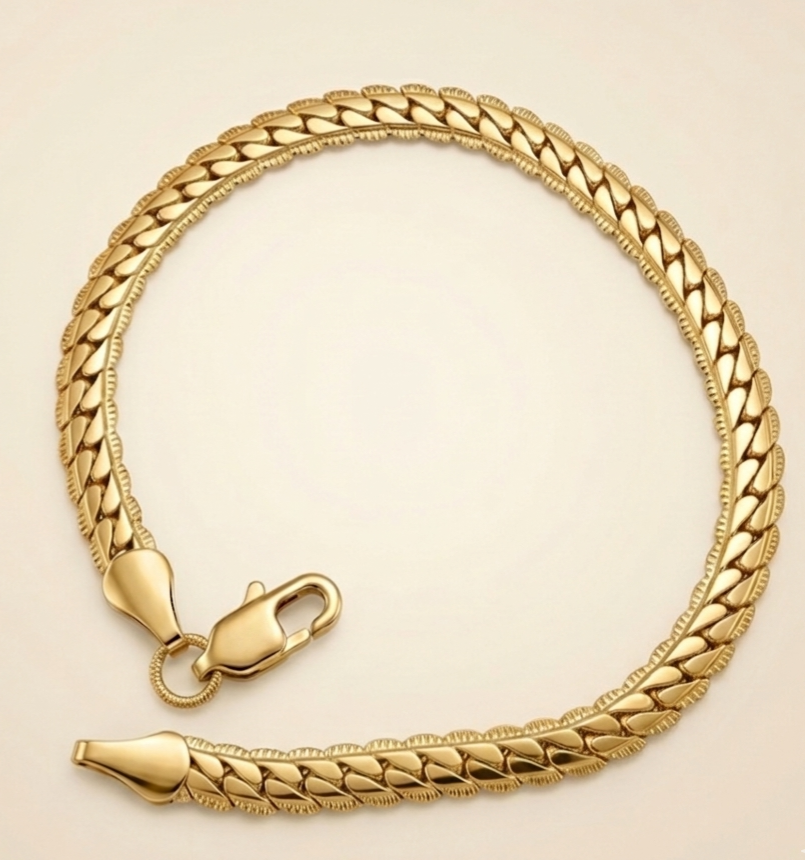 Bracelet femme Nova maille serpent plate en acier inoxydable 316L couleur doré 