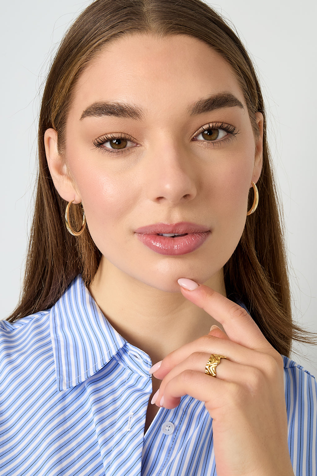 Boucles d'oreilles créoles en acier inoxydable, style décontracté et simple, collection femme