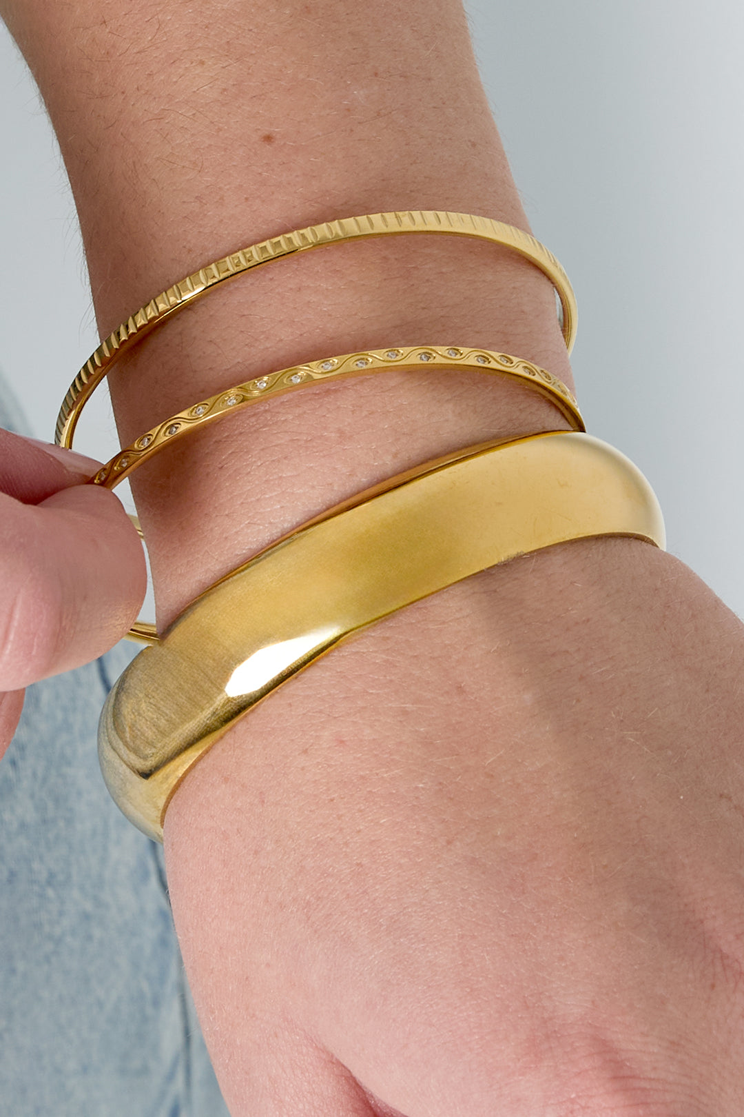 Bracelets en acier inoxydable, série géométrique décontractée et simple pour femmes