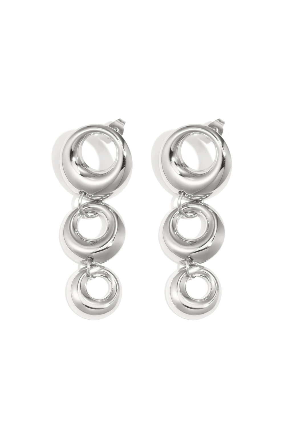 Boucles d'oreilles pendantes en acier inoxydable, style cercle, décontractées, simples, pour femmes