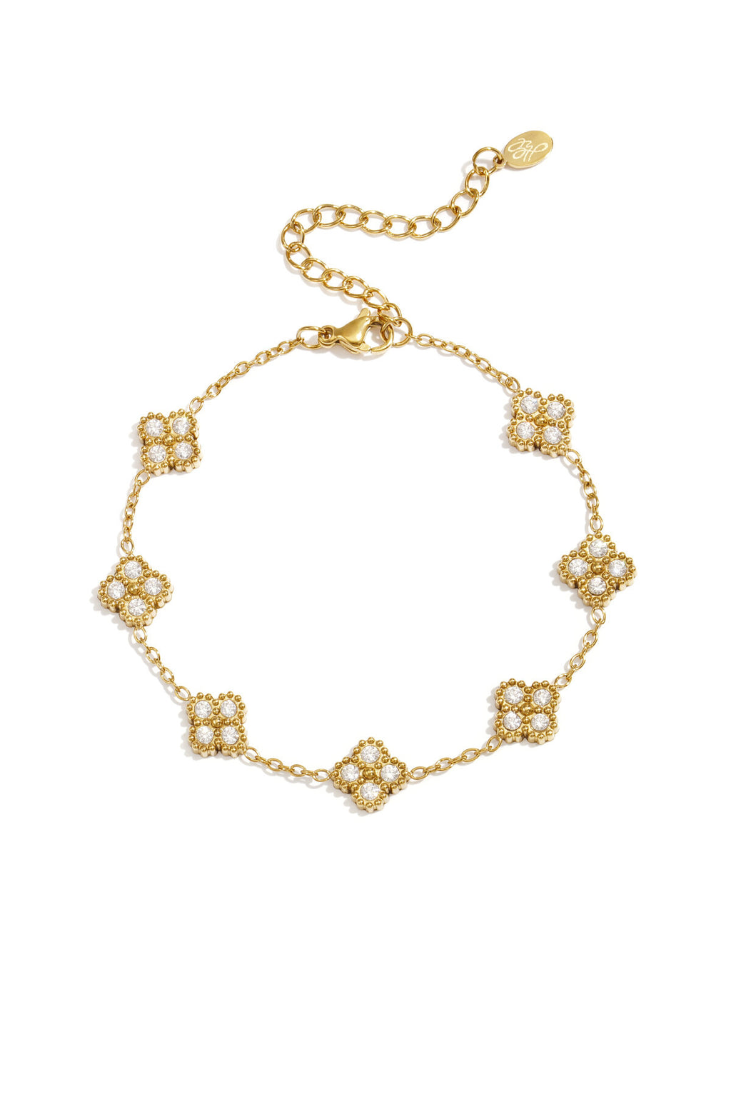 Bracelet orné de trèfles sertis de zirconias